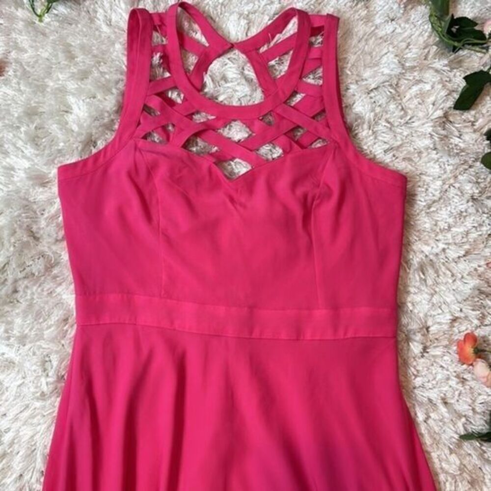 Guess Women's Lauren Pink Sleeveless Cage Yoke A-Line Dress Size 14 RefHHH - Picture 9 of 9
